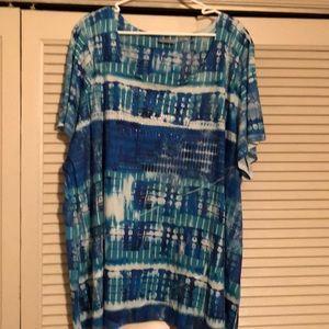 Turquoise and blues short sleeve shirt